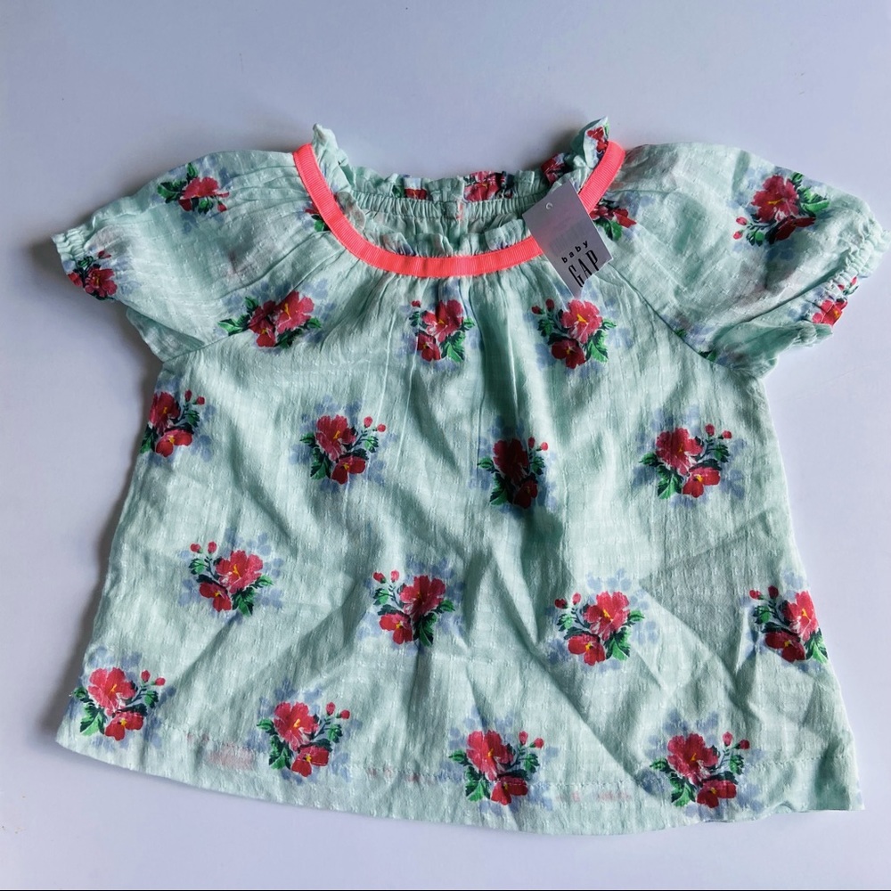 NWT baby gap blouse, floral blue size 4T